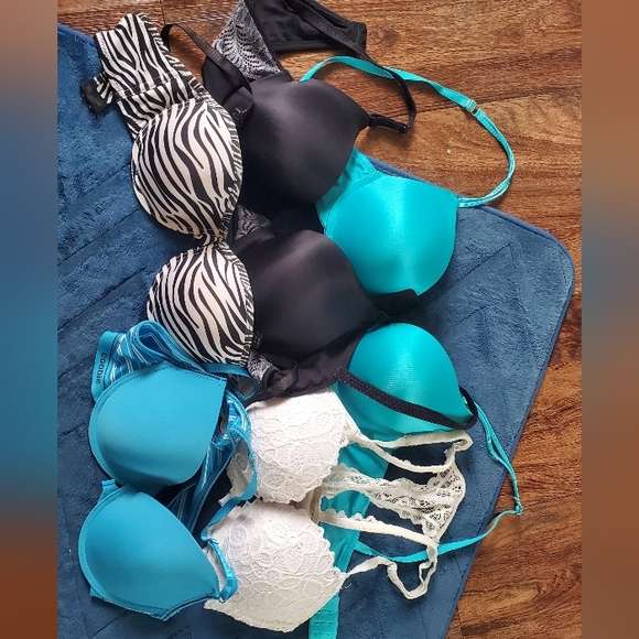 Victoria's Secret Other - Bra Lot x5 Assorted Styles: Teal, Black, White & Zebra Print 36/38